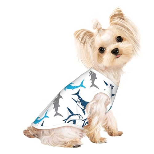 S Pet Atmungsaktives ärmelloses T-Shirt für Katzen und Hunde, leichtes Tanktop mit Cartoon-Hai-Druck, dehnbar S Pet Atmungsaktives ärmelloses T-Shirt für Katzen und Hunde, leichtes Tanktop mit Cartoon-Hai-Druck, dehnbar von LGHHGY