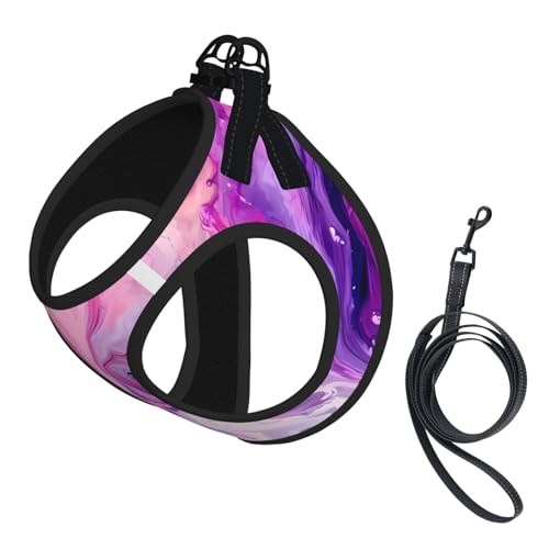 S Pet Leash Vest Hundegeschirr, klein, Marmor, violett, bunter Druck, verstellbar, für Outdoor-Reisen und Spaziergänge S Pet Leash Vest Hundegeschirr, klein, Marmor, violett, bunter Druck, verstellbar, für Outdoor-Reisen und Spaziergänge von LGHHGY