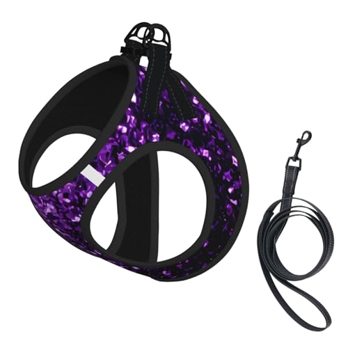 S Pet Leash Vest Hundegeschirr, klein, schöner violetter Glitzer-Druck, verstellbar, für Outdoor-Reisen und Spaziergänge S Pet Leash Vest Hundegeschirr, klein, schöner violetter Glitzer-Druck, verstellbar, für Outdoor-Reisen und Spaziergänge von LGHHGY