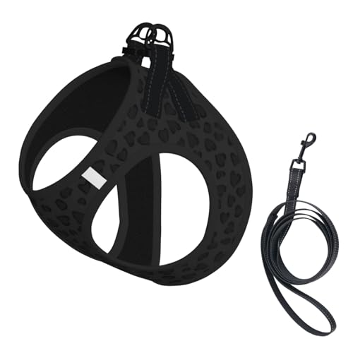S Pet Leash Vest Hundegeschirr, klein, schwarzes Leopardenmuster, verstellbar, für Outdoor-Reisen und Spaziergänge von LGHHGY