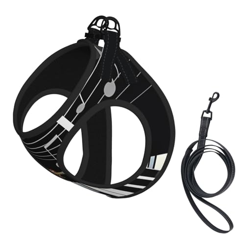 S Pet Leash Vest Hundegeschirr – kleine Größe, Gitarren-Piano-Muster, verstellbar, für Outdoor-Reisen und Spaziergänge von LGHHGY