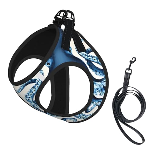 S Pet Leash Vest Hundegeschirr – kleine Größe, Oktopus-Druck, verstellbar, für Outdoor-Reisen und Spaziergänge von LGHHGY