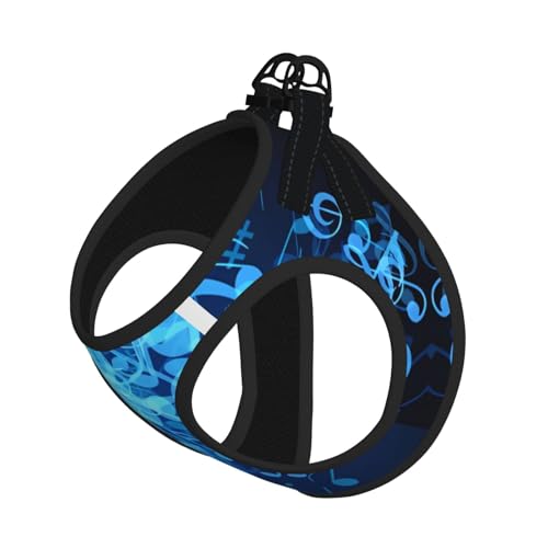 S Pet Leash Vest Hundegeschirr – kleine Größe, blauer Musiknoten-Druck, verstellbar, für Outdoor-Reisen und Spaziergänge S Pet Leash Vest Hundegeschirr – kleine Größe, blauer Musiknoten-Druck, verstellbar, für Outdoor-Reisen und Spaziergänge von LGHHGY