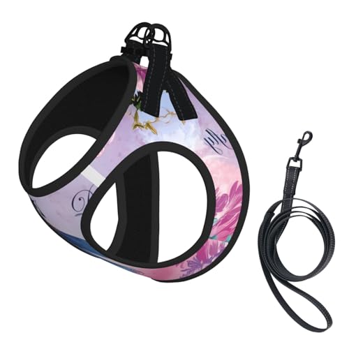 S Pet Leash Vest Hundegeschirr – kleine Größe, rosa Blume und blaue Libellen, verstellbar, für Outdoor-Reisen und Spaziergänge S Pet Leash Vest Hundegeschirr – kleine Größe, rosa Blume und blaue Libellen, verstellbar, für Outdoor-Reisen und Spaziergänge von LGHHGY