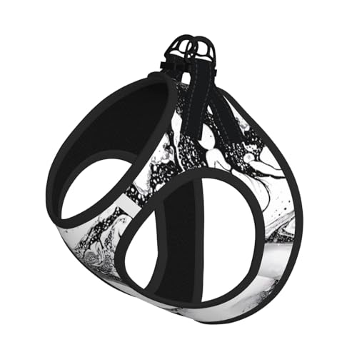 S Pet Leash Vest Hundegeschirr – kleine Größe, schwarz-weißer Marmordruck, verstellbar, für Outdoor-Reisen und Spaziergänge von LGHHGY