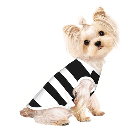 S Pet atmungsaktives ärmelloses T-Shirt für Katzen und Hunde, leichte Streifen, schwarz-weiß, bedruckt, Tanktop mit Stretchanteil von LGHHGY
