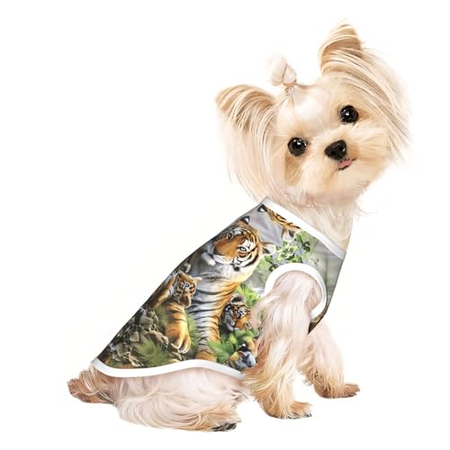 S Pet atmungsaktives ärmelloses T-Shirt für Katzen und Hunde, leichtes Tanktop mit Dschungel-Tigers-Motiv, dehnbar S Pet atmungsaktives ärmelloses T-Shirt für Katzen und Hunde, leichtes Tanktop mit Dschungel-Tigers-Motiv, dehnbar von LGHHGY