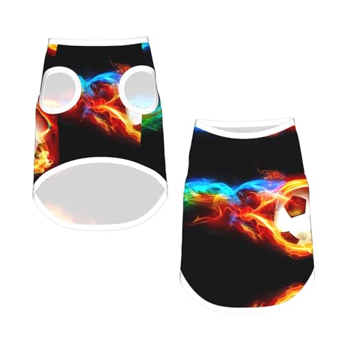S Pet atmungsaktives ärmelloses T-Shirt für Katzen und Hunde, leichtes Tanktop mit Feuerdrachen-Roll-Fußballdruck, dehnbar S Pet atmungsaktives ärmelloses T-Shirt für Katzen und Hunde, leichtes Tanktop mit Feuerdrachen-Roll-Fußballdruck, dehnbar von LGHHGY