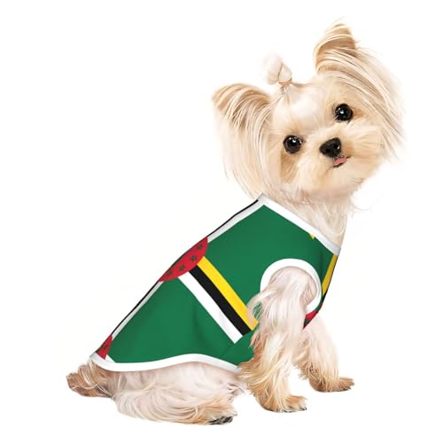 S Pet atmungsaktives ärmelloses T-Shirt für Katzen & Hunde, leichtes Tanktop mit Flagge des Commonwealth of Dominica Print und dehnbarem S Pet atmungsaktives ärmelloses T-Shirt für Katzen & Hunde, leichtes Tanktop mit Flagge des Commonwealth of Dominica Print und dehnbarem von LGHHGY