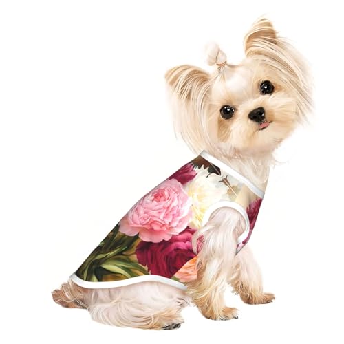 S Pet atmungsaktives ärmelloses T-Shirt für Katzen und Hunde, leichtes Tanktop mit Pfingstrosen, Blütendruck, dehnbar S Pet atmungsaktives ärmelloses T-Shirt für Katzen und Hunde, leichtes Tanktop mit Pfingstrosen, Blütendruck, dehnbar von LGHHGY