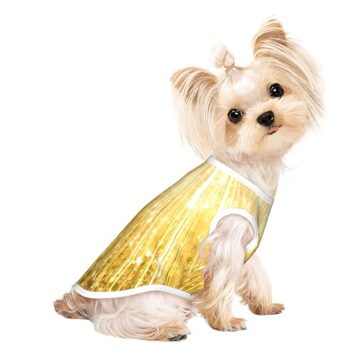 S Pet atmungsaktives ärmelloses T-Shirt für Katzen und Hunde, leichtes Tanktop mit goldfarbenem Bling-Print, dehnbar S Pet atmungsaktives ärmelloses T-Shirt für Katzen und Hunde, leichtes Tanktop mit goldfarbenem Bling-Print, dehnbar von LGHHGY