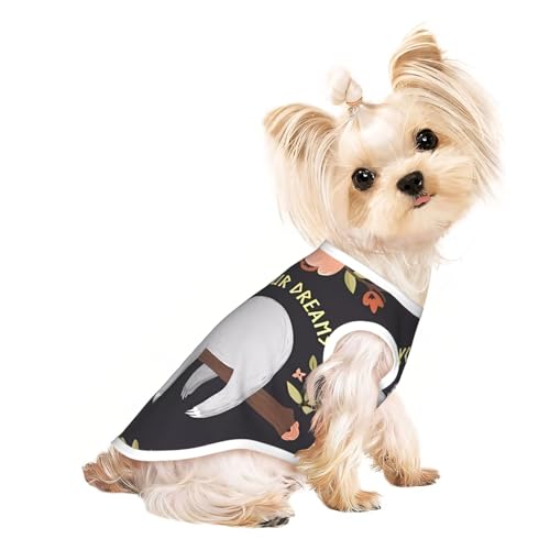 S Pet atmungsaktives ärmelloses T-Shirt für Katzen und Hunde, leichtes Tanktop mit niedlichem Faultier-Druck, dehnbar von LGHHGY