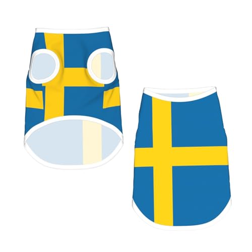 S Pet atmungsaktives ärmelloses T-Shirt für Katzen und Hunde, leichtes Tanktop mit schwedischer Flagge, dehnbar S Pet atmungsaktives ärmelloses T-Shirt für Katzen und Hunde, leichtes Tanktop mit schwedischer Flagge, dehnbar von LGHHGY
