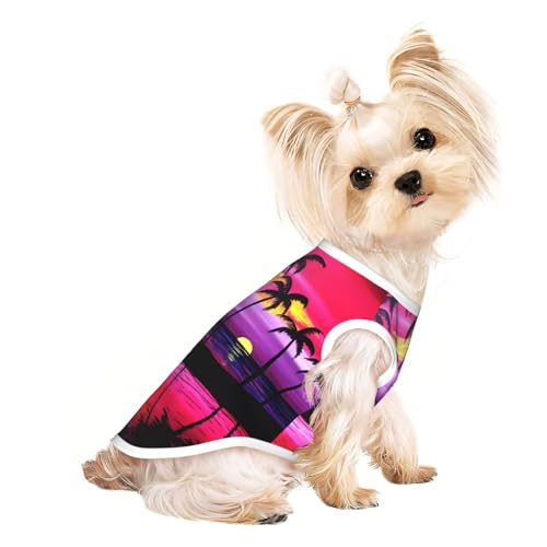 S Pet atmungsaktives ärmelloses T-Shirt für Katzen und Hunde, leichtes Tanktop mit tropischem Palmen-Druck, dehnbar S Pet atmungsaktives ärmelloses T-Shirt für Katzen und Hunde, leichtes Tanktop mit tropischem Palmen-Druck, dehnbar von LGHHGY