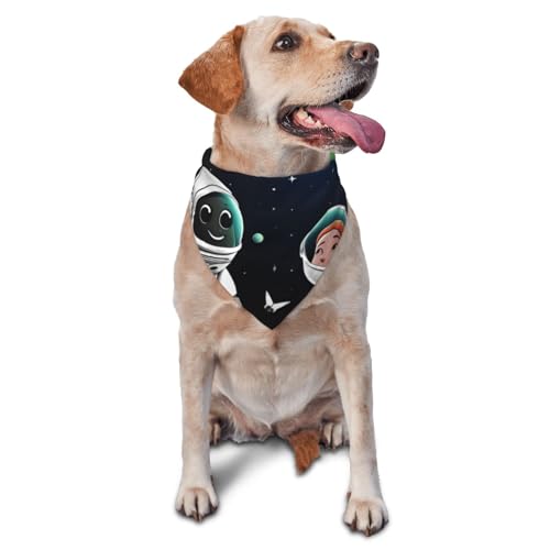 Astronauten- und Alien-Hunde-Bandana, Haustier-Schal, Zubehör für kleine, mittelgroße Hunde und Katzen, Foto-Requisite, dreieckiges Haustierhalstuch, verstellbares Welpen-Lätzchen, waschbares von LHBWCVN