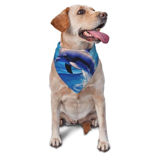 Elegantes Delfin-Hundehalstuch, Haustier-Schal, Zubehör für kleine, mittelgroße Hunde und Katzen, Foto-Requisite, dreieckiges Haustierhalstuch, verstellbares Welpen-Lätzchen, waschbar, Hundehalstuch von LHBWCVN