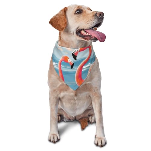 Flamingo Strand-Hundehalstuch, Haustier-Schal, Zubehör für kleine, mittelgroße Hunde und Katzen, Foto-Requisite, dreieckig, verstellbar, Welpen-Lätzchen, waschbar, Hundehalstuch, Welpen-Halstuch Flamingo Strand-Hundehalstuch, Haustier-Schal, Zubehör für kleine, mittelgroße Hunde und Katzen, Foto-Requisite, dreieckig, verstellbar, Welpen-Lätzchen, waschbar, Hundehalstuch, Welpen-Halstuch von LHBWCVN
