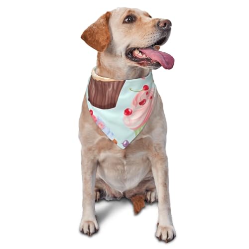 Hundehalstuch, Cupcake-Muster, Zubehör für kleine, mittelgroße Hunde und Katzen, Foto-Requisite, dreieckiges Haustierhalstuch, verstellbares Welpen-Lätzchen, waschbar, Hundehalstuch, Welpen-Halstuch Hundehalstuch, Cupcake-Muster, Zubehör für kleine, mittelgroße Hunde und Katzen, Foto-Requisite, dreieckiges Haustierhalstuch, verstellbares Welpen-Lätzchen, waschbar, Hundehalstuch, Welpen-Halstuch von LHBWCVN