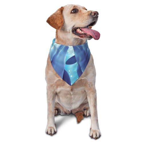 Hundehalstuch, Motiv: Delfine in Love, Haustier-Schal, Zubehör für kleine, mittelgroße Hunde, Katzen, Foto-Requisite, dreieckig, verstellbar, Welpen-Lätzchen, waschbar, Hundehalstuch, Welpen-Halstuch von LHBWCVN