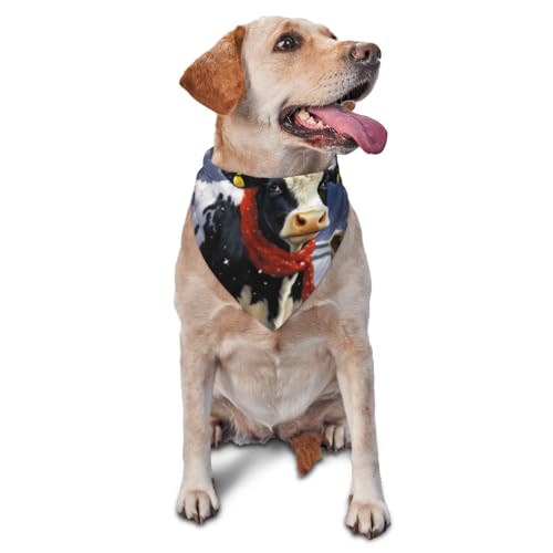 Hundehalstuch, Motiv: Weihnachtsschnee, Kuh, Haustier-Schal, Zubehör für kleine, mittelgroße Hunde und Katzen, Foto-Requisite, dreieckig, verstellbar, waschbar, Hundehalstuch, Welpen-Halstuch Hundehalstuch, Motiv: Weihnachtsschnee, Kuh, Haustier-Schal, Zubehör für kleine, mittelgroße Hunde und Katzen, Foto-Requisite, dreieckig, verstellbar, waschbar, Hundehalstuch, Welpen-Halstuch von LHBWCVN
