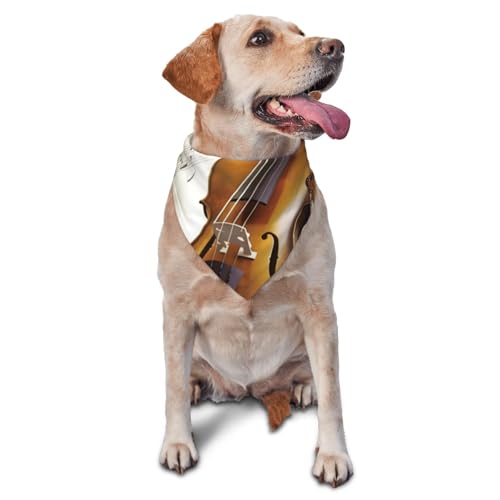 Hundehalstuch, Schmetterlings- und Cello-Motiv, Zubehör für kleine, mittelgroße Hunde, Katzen, Foto-Requisite, dreieckig, verstellbares Welpen-Lätzchen, waschbar, Hundehalstuch, Welpen-Halstuch Hundehalstuch, Schmetterlings- und Cello-Motiv, Zubehör für kleine, mittelgroße Hunde, Katzen, Foto-Requisite, dreieckig, verstellbares Welpen-Lätzchen, waschbar, Hundehalstuch, Welpen-Halstuch von LHBWCVN