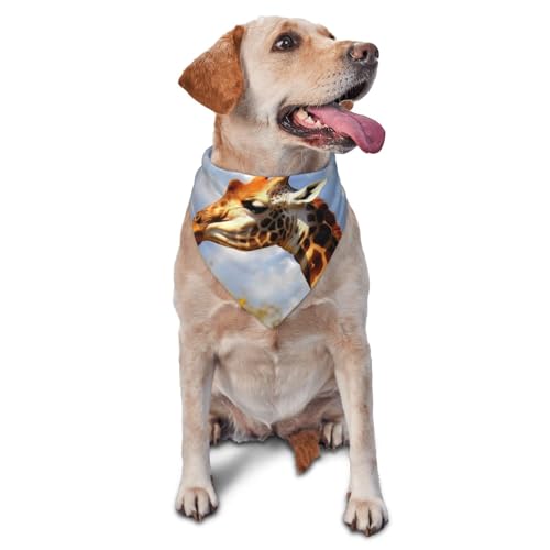 Hundehalstuch mit Giraffen- und Sonnenblumen-Motiv, Zubehör für kleine, mittelgroße Hunde und Katzen, Foto-Requisite, dreieckig, verstellbares Welpen-Lätzchen, waschbar, Hundehalstuch, Welpen-Halstuch Hundehalstuch mit Giraffen- und Sonnenblumen-Motiv, Zubehör für kleine, mittelgroße Hunde und Katzen, Foto-Requisite, dreieckig, verstellbares Welpen-Lätzchen, waschbar, Hundehalstuch, Welpen-Halstuch von LHBWCVN