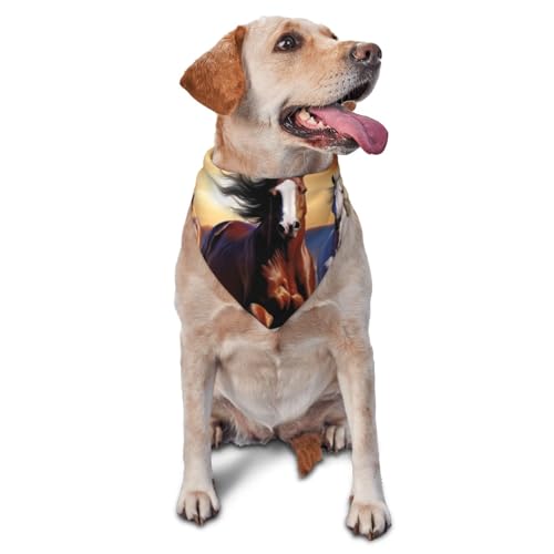 Hundehalstuch mit laufenden Pferden, Haustier-Schal, Zubehör für kleine, mittelgroße Hunde und Katzen, Foto-Requisite, dreieckig, verstellbar, waschbar, Hundehalstuch, Welpen-Halstuch Hundehalstuch mit laufenden Pferden, Haustier-Schal, Zubehör für kleine, mittelgroße Hunde und Katzen, Foto-Requisite, dreieckig, verstellbar, waschbar, Hundehalstuch, Welpen-Halstuch von LHBWCVN