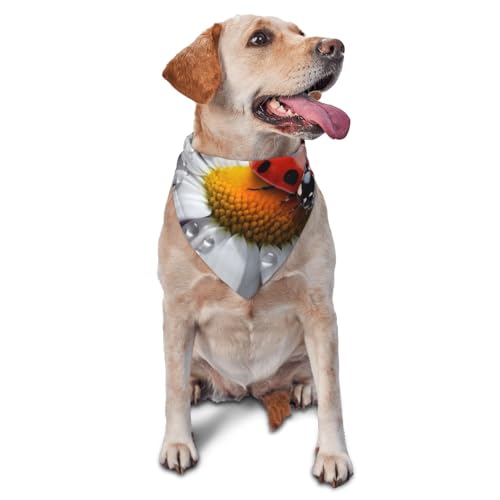 Marienkäfer auf Gänseblümchen-Blume, Hundehalstuch, Zubehör für kleine, mittelgroße Hunde und Katzen, Foto-Requisite, dreieckig, verstellbar, Welpen-Lätzchen, waschbar, Hundehalstuch, Welpen-Halstuch von LHBWCVN