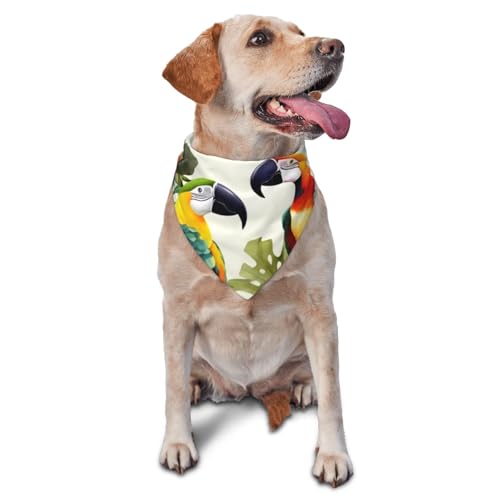 Tukane Papagei Palme Blätter Hund Bandana Haustier Schal Zubehör für kleine mittelgroße Hunde Katzen Foto Requisite, Dreieckige Haustier Bandanas verstellbares Welpen-Lätzchen waschbar Hund Halstuch Tukane Papagei Palme Blätter Hund Bandana Haustier Schal Zubehör für kleine mittelgroße Hunde Katzen Foto Requisite, Dreieckige Haustier Bandanas verstellbares Welpen-Lätzchen waschbar Hund Halstuch von LHBWCVN