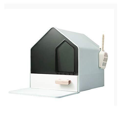 LHLYL-DP Extra große Katzentoilette mit Schaufel und Katzentoilette, geschlossene Schublade, leicht zu reinigen, verhindert Sandaustritt, Blau von LHLYL-DP
