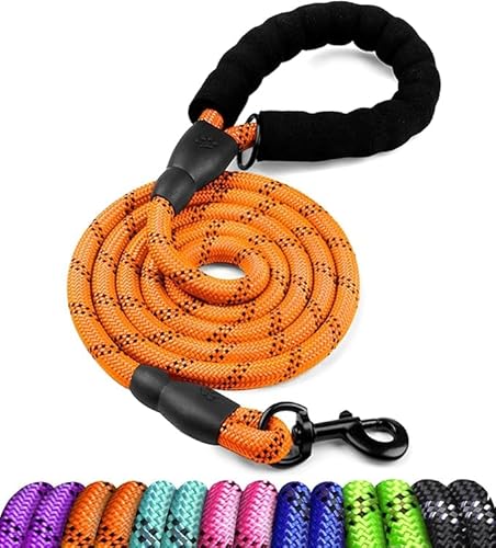 LHLZNB Langlebige Hundeleinen für mittelgroße Hunde – Lange Trainingsleine für Hunde mit Seil | 150cm hochreflektierende Hundeleine mit bequemem Griff | Starke Hundeleine für große Hunde (Orange) von LHLZNB