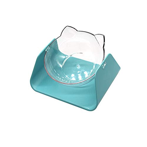 LHTCZZB 15 Grad verstellbare Abkantung Abnehmbarer Schutz Halswirbelsäule Futternapf PC + ABS Kunststoff auslaufsicher geeignet für Katzen und Hunde Reisnapf Haustiernapf (blau) von LHTCZZB