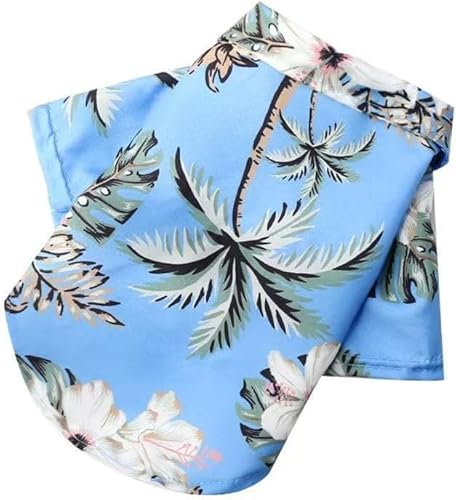 LHYZ PARK T-Shirt für Hunde und Katzen, Motiv: Hawaiianischer Stranddruck, niedlich, für kleine bis mittelgroße Hunde und Katzen, coole Sommerweste, Camp-Shirt, Kleidung (Blau, Größe 4XL) von LHYZ PARK