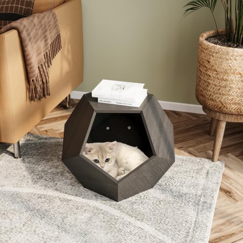 LIANGFUN Modernes Haustiermöbel Katzentransporter, Sofa Beistelltisch, Pflanzgefäß MDF Multifunktionsmöbel, Schwarz Braun von LIANGFUN