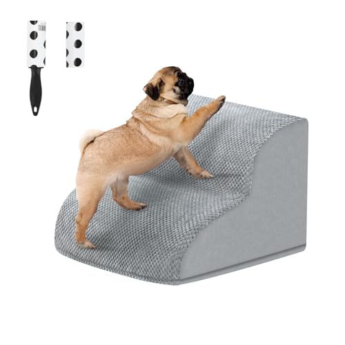 2 Stufen Hundetreppe für Bett und Sofa, LIANTRAL Haustiertreppe mit strapazierfähigem hochdichtem Schaumstoff und waschbarer Bezug und Tierhaarentferner-Rolle, reduziert Stress auf Tiergelenke, Grau 2 Stufen Hundetreppe für Bett und Sofa, LIANTRAL Haustiertreppe mit strapazierfähigem hochdichtem Schaumstoff und waschbarer Bezug und Tierhaarentferner-Rolle, reduziert Stress auf Tiergelenke, Grau von LIANTRAL