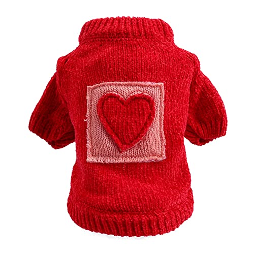 LIANYG Hundepullover Hund Katze Pullover Teddy Red Haustier Jumper Kleidung for kleine Katzen Hunde Katzenpullover (Color : Red, Size : L) von LIANYG