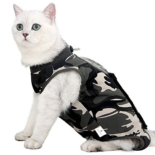 LIANZIMAU Katzenbody Nach Op Katzen Body Für Katzen Operation Langärmlige Einteiler Katzenbekleidung E-Halsband Alternative von LIANZIMAU