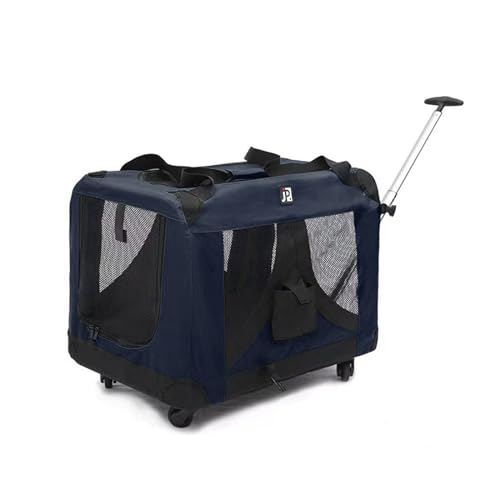 LIBANGRONG-888 Transportbox für Haustiere auf Rädern Haustier-Trolley, Katzenausflug, große Trolley-Tasche, Haustier-Reisegepäck, große Kapazität, Katzentasche Transportbox für Haustiere(Color:Navy) von LIBANGRONG-888