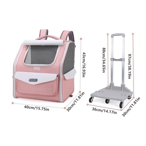 Transportbox für Haustiere auf Rädern Haustier-Rolltransportbox, Haustier-Trolley mit Rollen, Reise-Transportbox for Haustiere, starke, atmungsaktive Netzeinsätze Transportbox für Haustiere(Color:Pink von LIBANGRONG-888