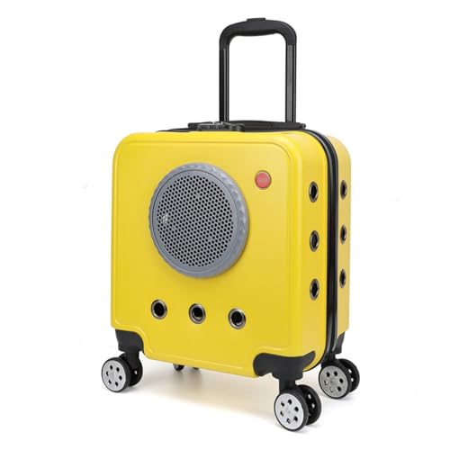 Transportbox für Haustiere auf Rädern Haustier-Trolley, atmungsaktive Katzentasche mit großem Fassungsvermögen, Universalrädern und Zahlenschloss, tragbares Haustiergepäck, atmungsaktiv und bequem, Ha von LIBANGRONG-888