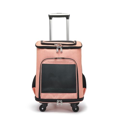 Transportbox für Haustiere auf Rädern Haustier-Trolley-Rucksack, Haustier-Transporttasche auf Rädern, rollende Haustier-Transporttasche mit Teleskopgriff und Schultergurt, Haustier-Rucksack mit großer von LIBANGRONG-888