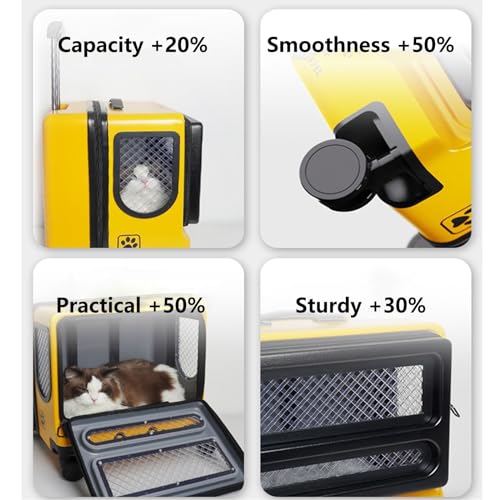 Transportbox für Haustiere auf Rädern Haustierkoffer, Haustier-Reisetrolley, tragbarer Haustierkoffer mit Universalrad, tragbares Haustiergepäck Transportbox für Haustiere(Color:Yellow) von LIBANGRONG-888
