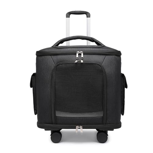 Transportbox für Haustiere auf Rädern Pet out Trolley-Koffer, große Kapazität, tragbare Haustiertasche, Haustiergepäck, Haustier-Trolley-Tasche Transportbox für Haustiere(Color:Black-A) von LIBANGRONG-888