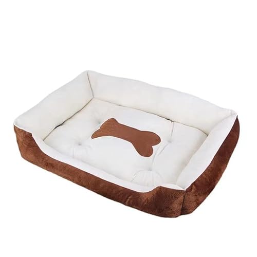 LICHOO Hundebett, Katzenbett, Plüsch-Haustierbett, weiches und bequemes waschbares Bett für Katzen und Hunde, geeignet für Haustiere Aller Größen (45×31×15cm,Braunbeige) von LICHOO