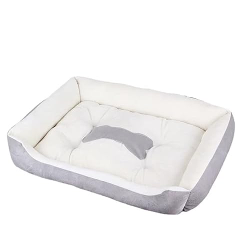 LICHOO Hundebett, Katzenbett, Plüsch-Haustierbett, weiches und bequemes waschbares Bett für Katzen und Hunde, geeignet für Haustiere Aller Größen (60×45×15cm,Graubeige) von LICHOO
