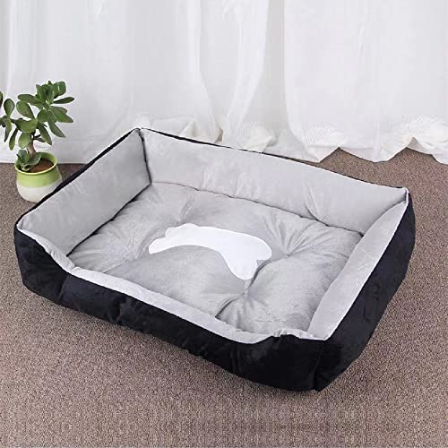 LICHOO Hundebett, Katzenbett, Plüsch-Haustierbett, weiches und bequemes waschbares Bett für Katzen und Hunde, geeignet für alle Arten von Haustieren (80×60×15cm,Schwarzgrau) von LICHOO