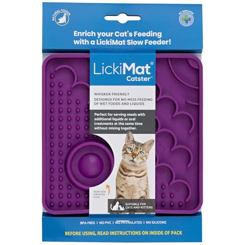 LICKIMAT Catster Futtermatte für Katzen, Slow-Feeder mit Mikroschale für zusätzliche Flüssigkeitszufuhr, perfekt für Futter, Leckereien, Joghurt und Angstlinderung für Katzen von LICKIMAT