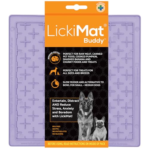 LickiMat Classic Pastel Colours Buddy Hunde-Futtermatte für Langeweile & Angstlinderung ideal für Futter, Joghurt oder Erdnussbutter Leckmatten Lustige Alternative zu Slow Feeder Bowl Lavendel von LICKIMAT