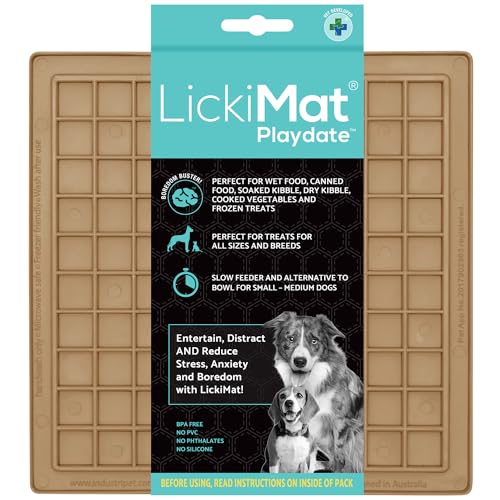 LickiMat Klassische Pastellfarben Playdate, Hunde-Futtermatte für Langeweile & Angstlinderung, ideal für Lebensmittel, Joghurt oder Erdnussbutter, Leckmatten, lustige Alternative zu Slow Feeder Bowl, von LICKIMAT