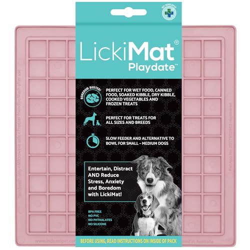 LickiMat Klassische Pastellfarben | Hunde Langsame Fütterung Leckmatte für Angst, Langeweile, Ablenkung, Anreicherung und Training (Guave, Playdate) von LICKIMAT